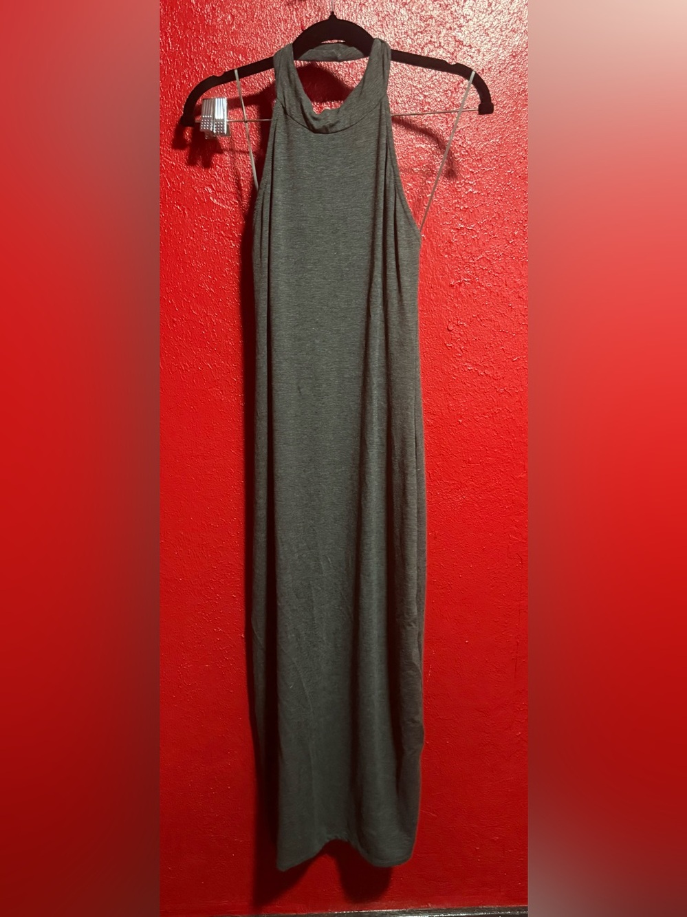 113. Pre loved silence + noise Charcoal Gray Maxi Halter Dress